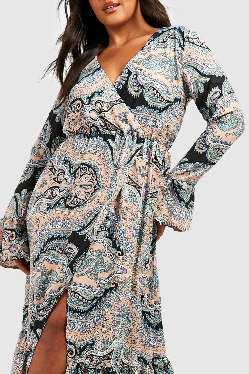 Women's Plus Paisley Wrap Maxi Dress | Boohoo UK