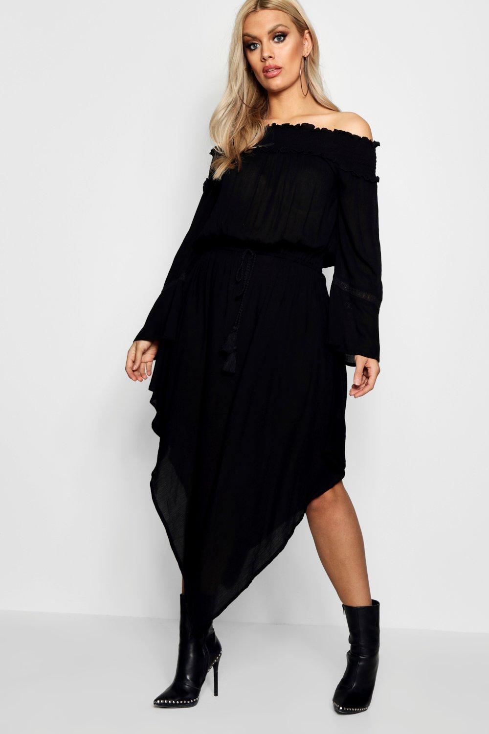 off the shoulder skater dress boohoo