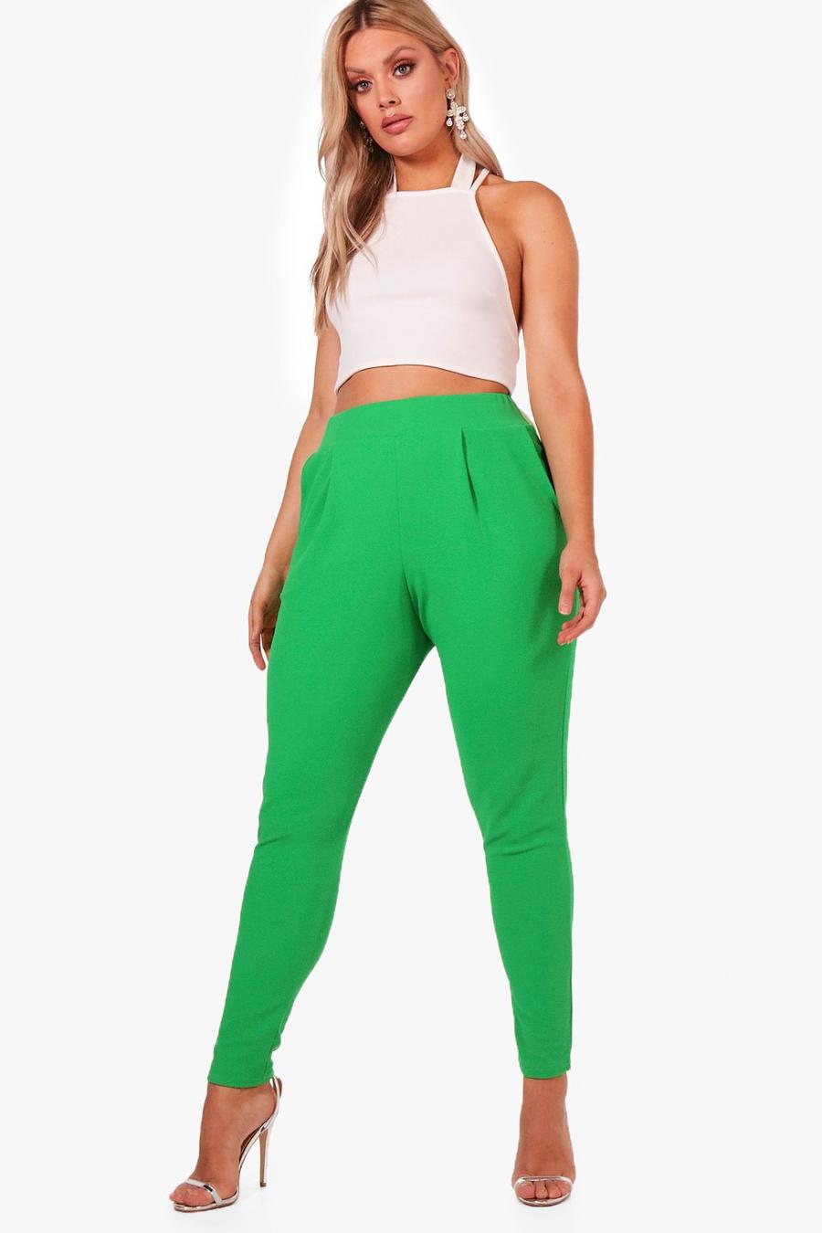Grande taille - Pantalon effet plissé, Vert feuille image number 1