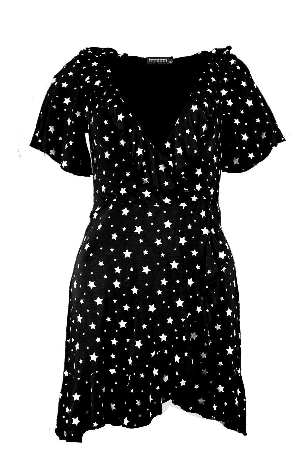 Boohoo star wrap dress store
