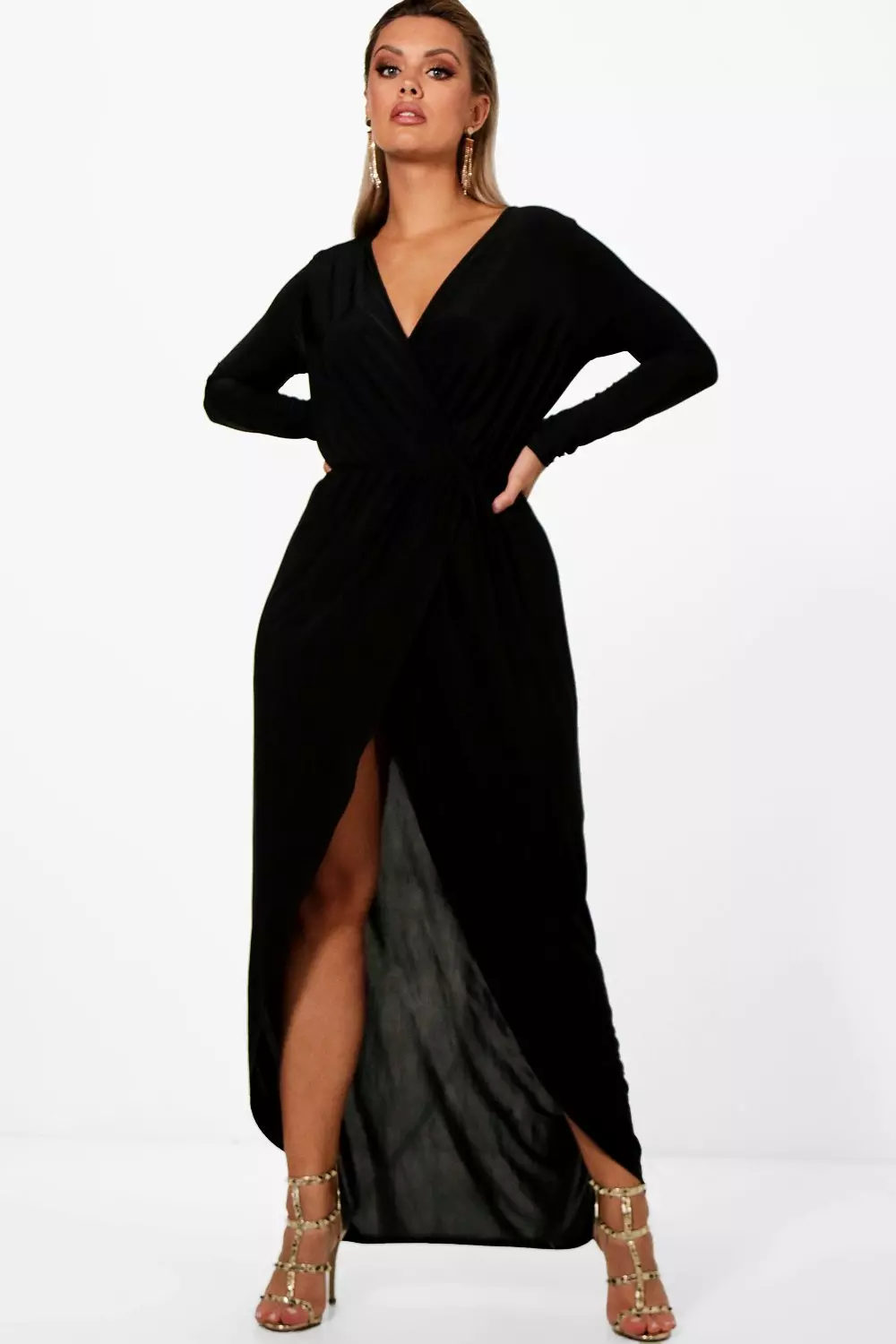 Boohoo slinky shop wrap dress