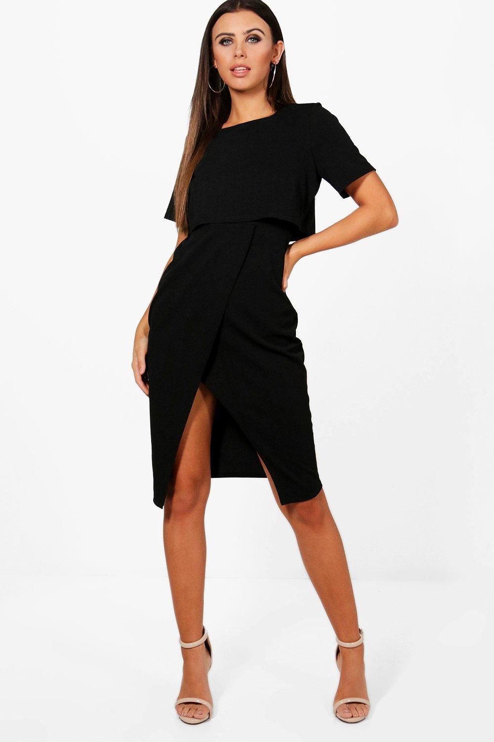 split sleeve detail wiggle midi dress