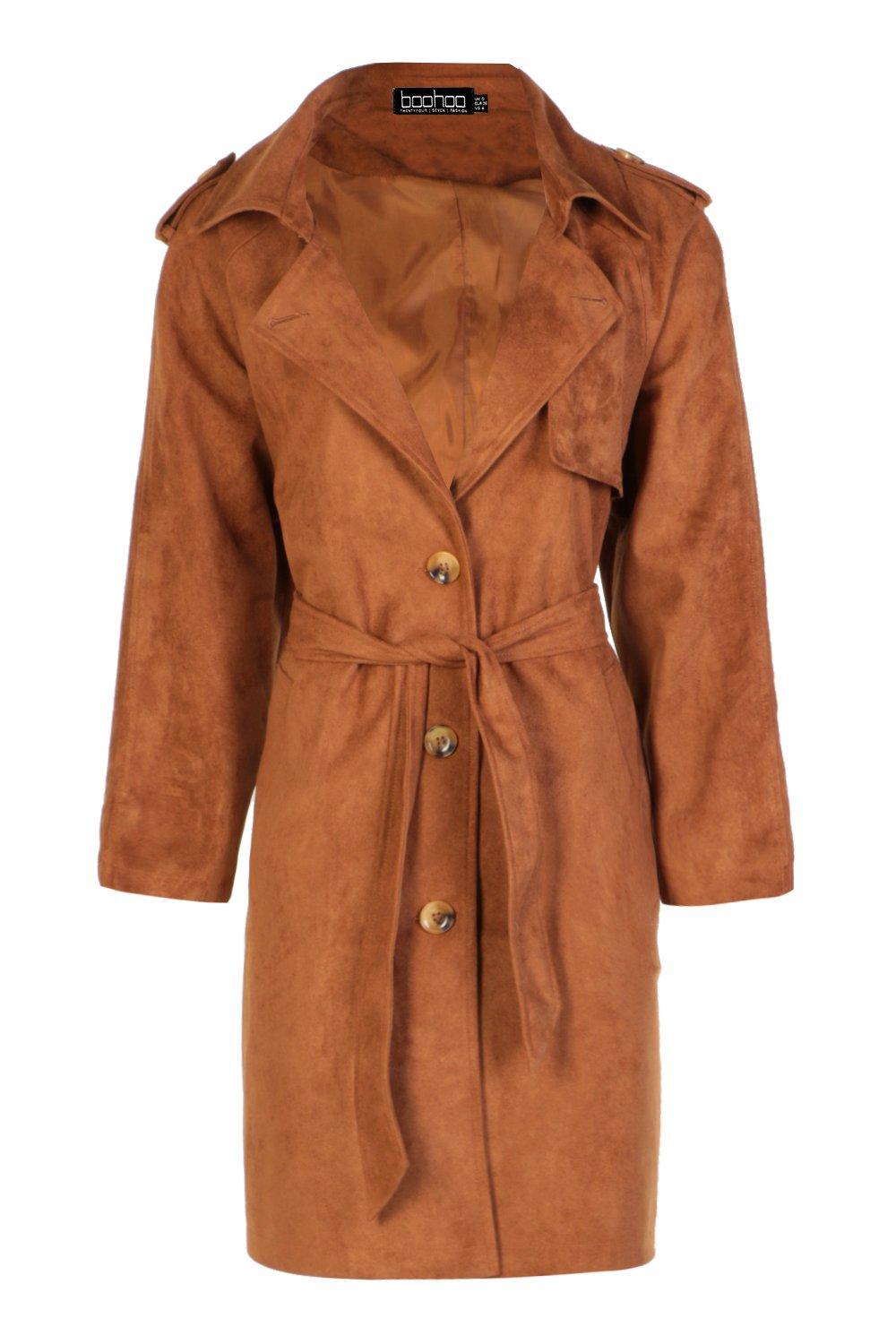 petite suede trench coat