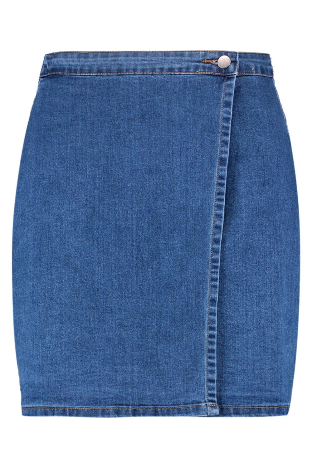 boohoo plus size denim skirt