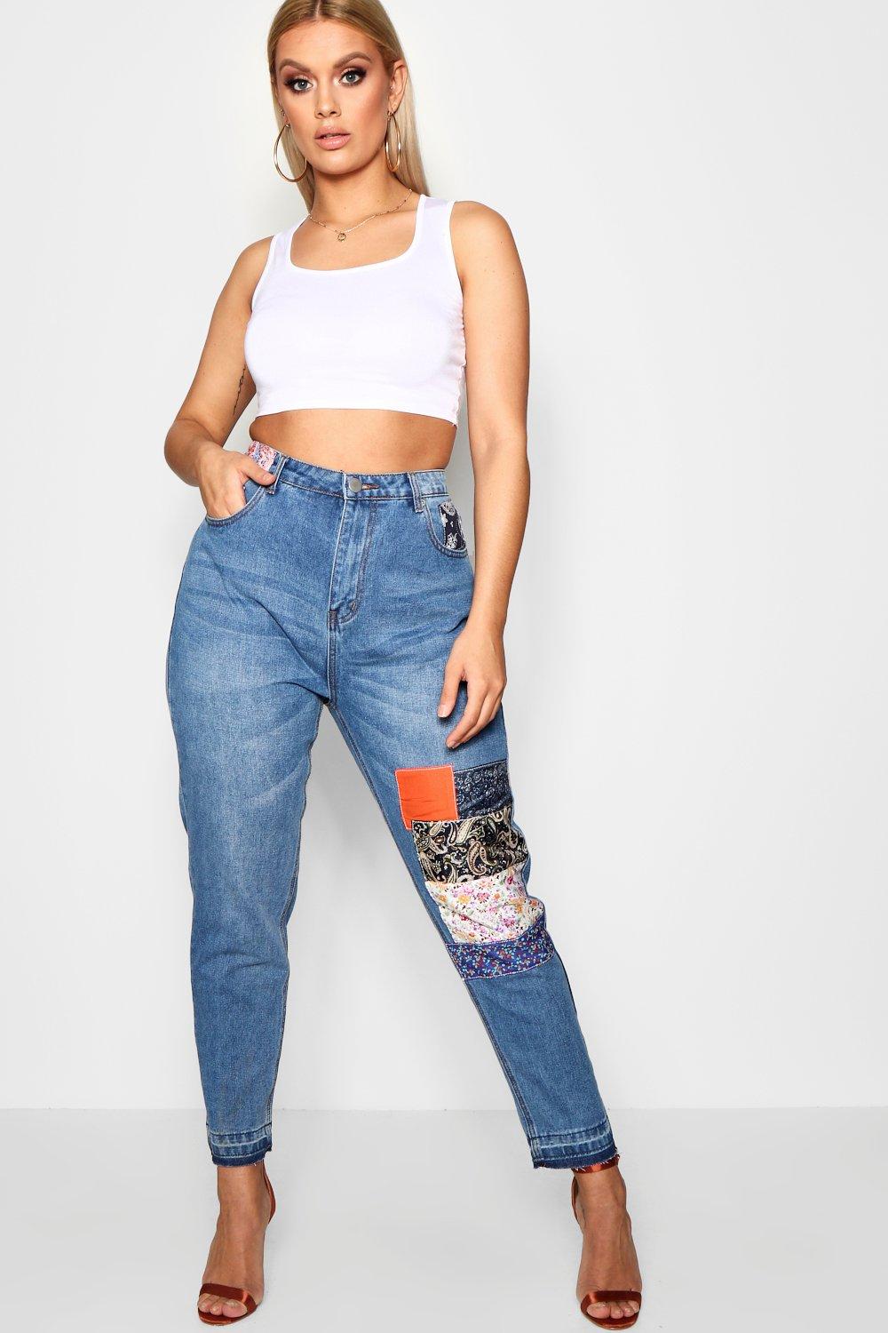 boohoo blue ripped mom jeans