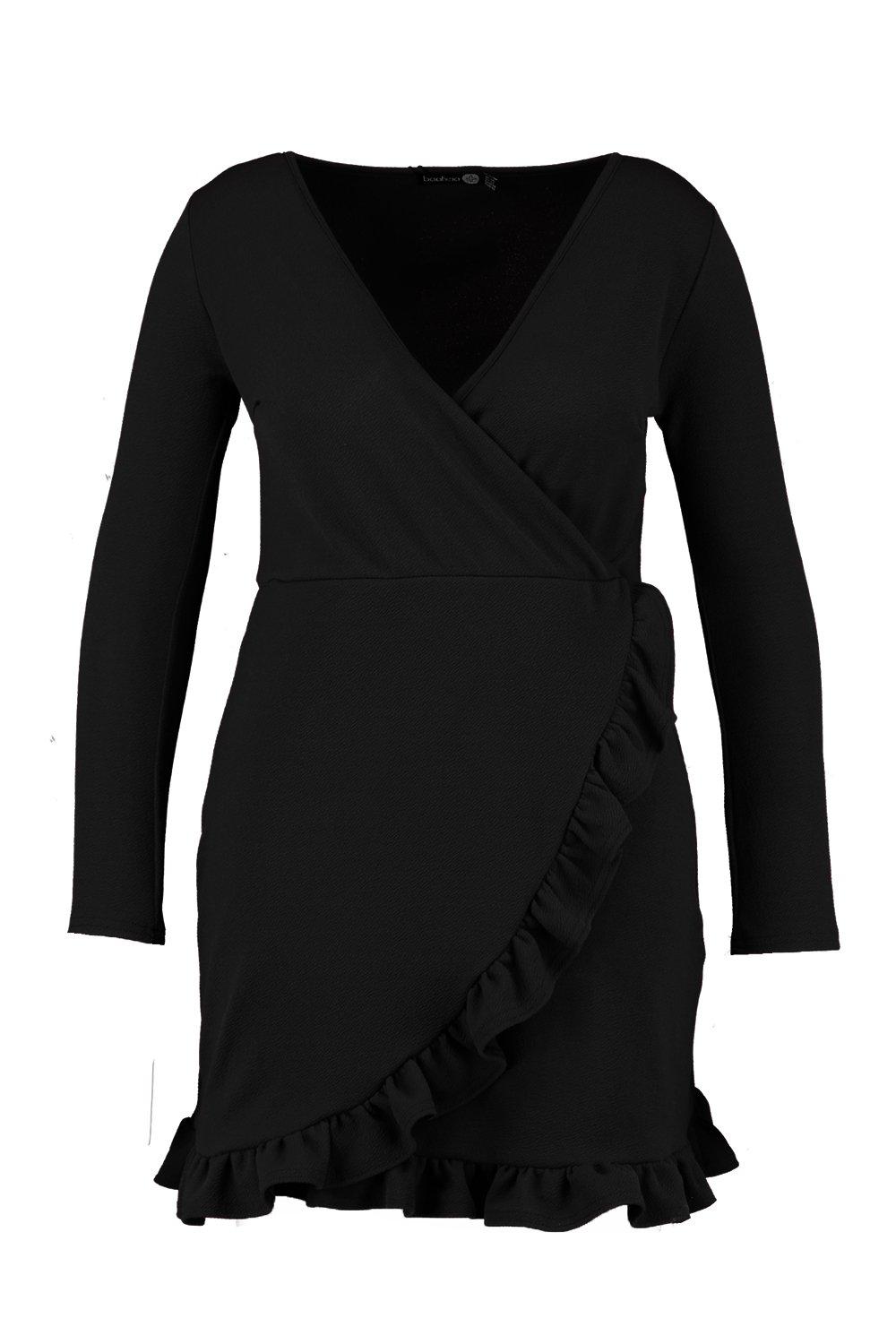 wrap dress black long sleeve
