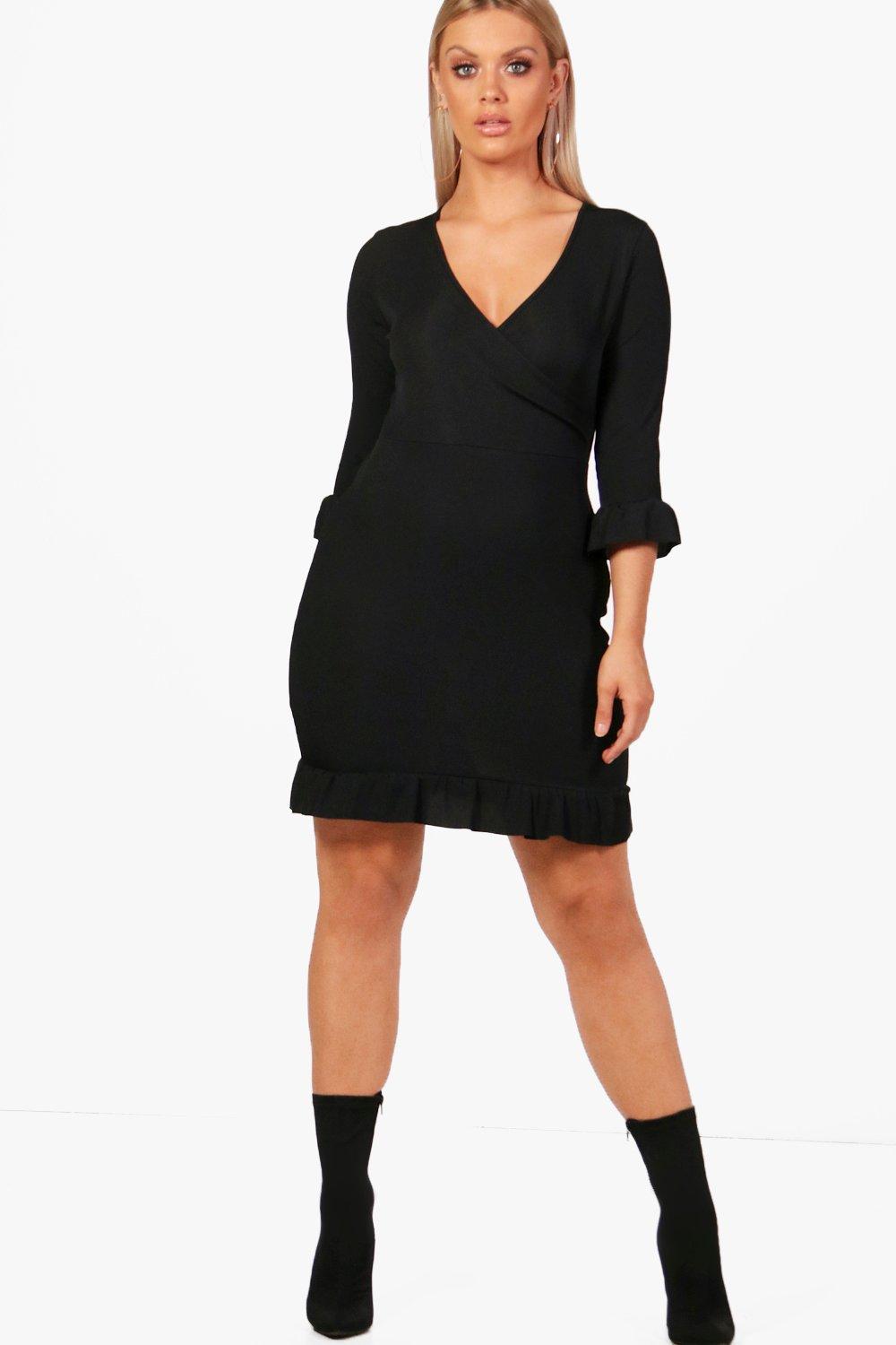 wrap over frill dress