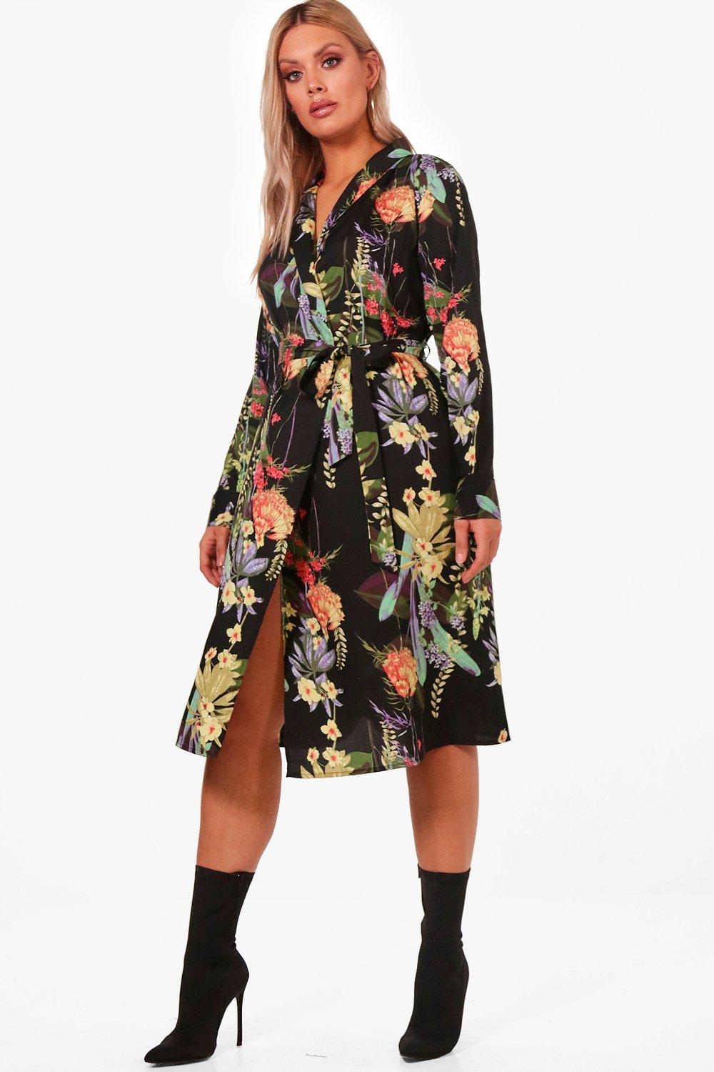 Plus Oriental Kimono Wrap Dress | boohoo