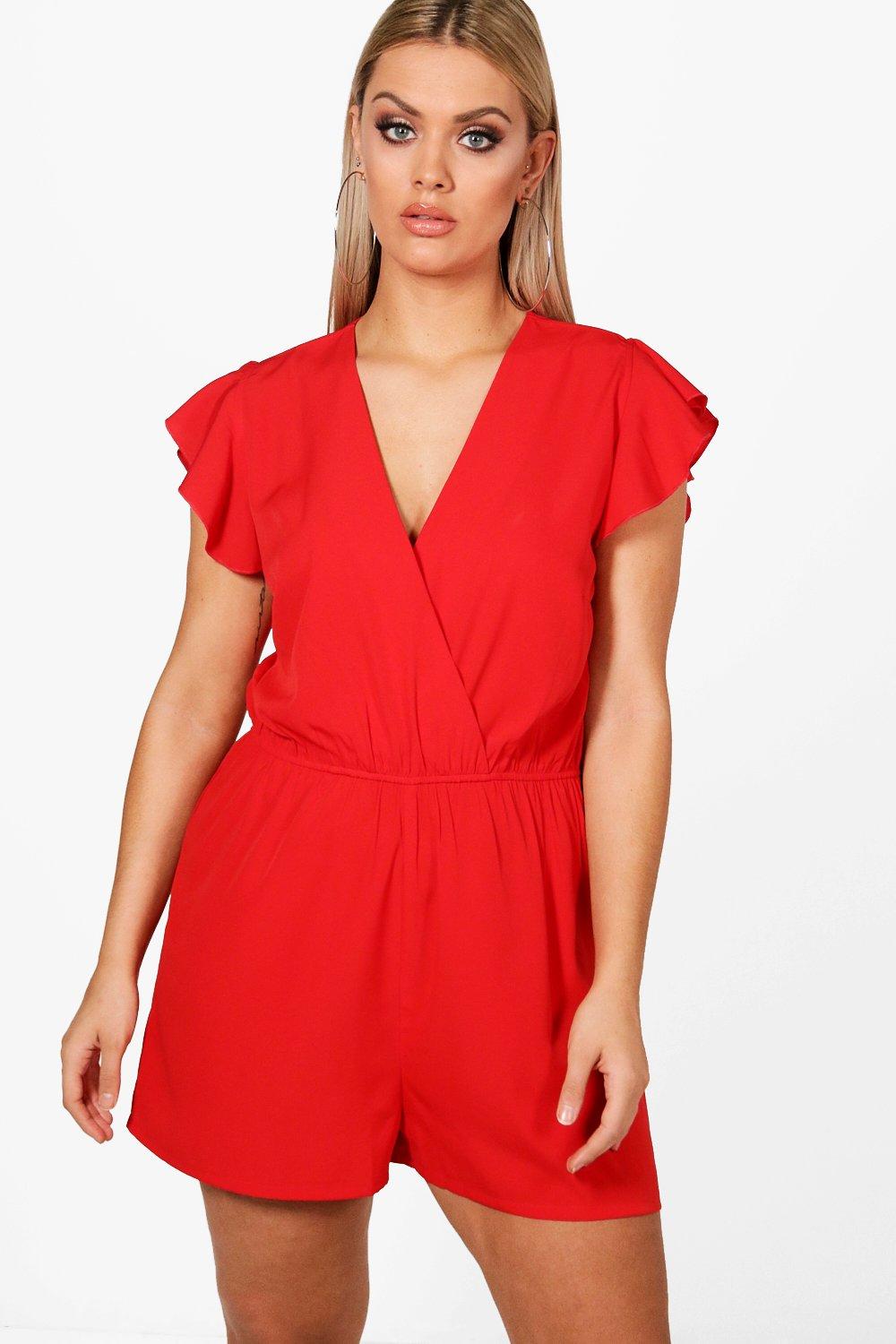 boohoo red playsuit