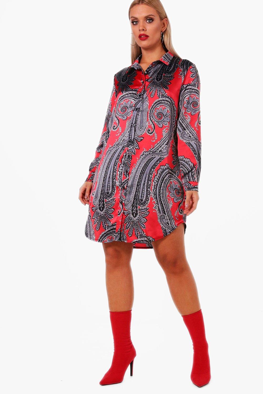 Boohoo paisley shirt clearance dress