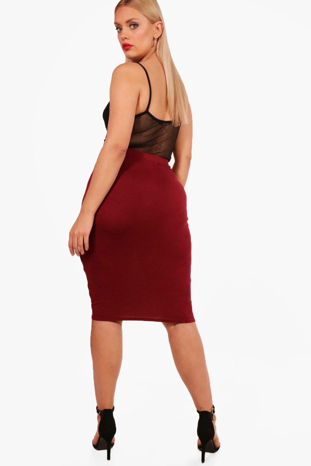 Plus size wine red skirt sales