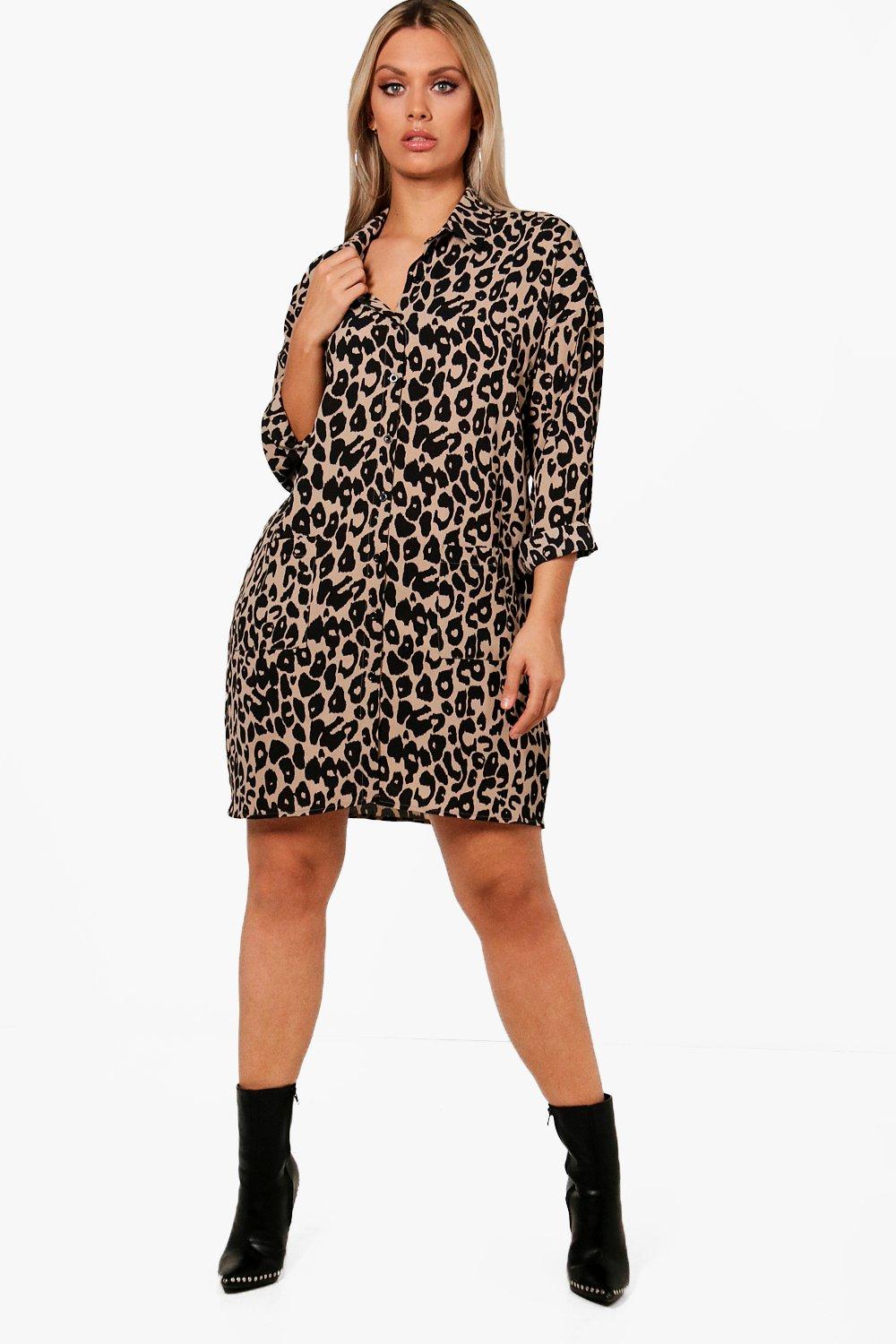 boohoo plus size leopard print dress