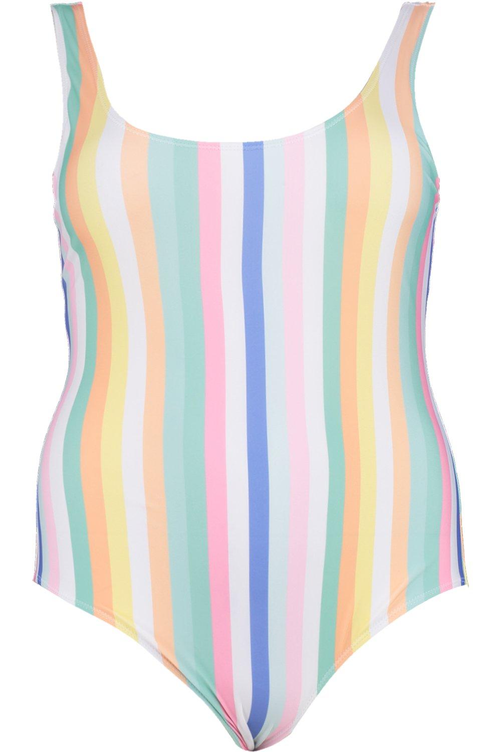 Pastel striped swimsuit 2025