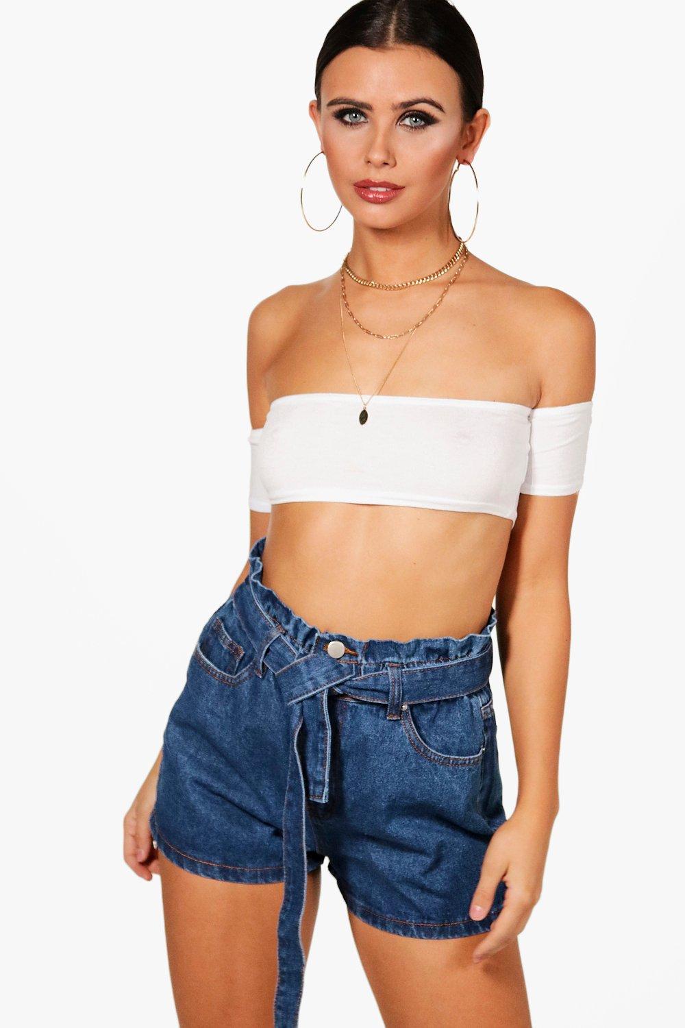 boohoo denim shorts