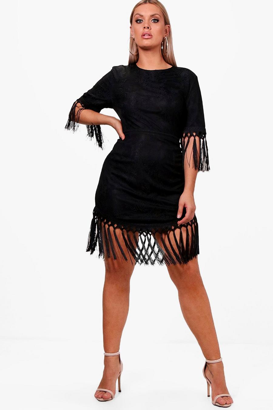 Plus Tassel Trim Lace Dress image number 1