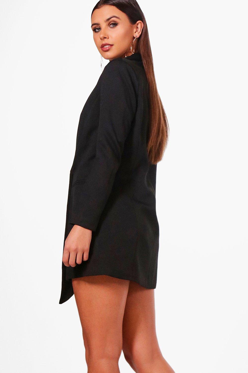 Women's Black Petite Asymmetric Blazer Dress