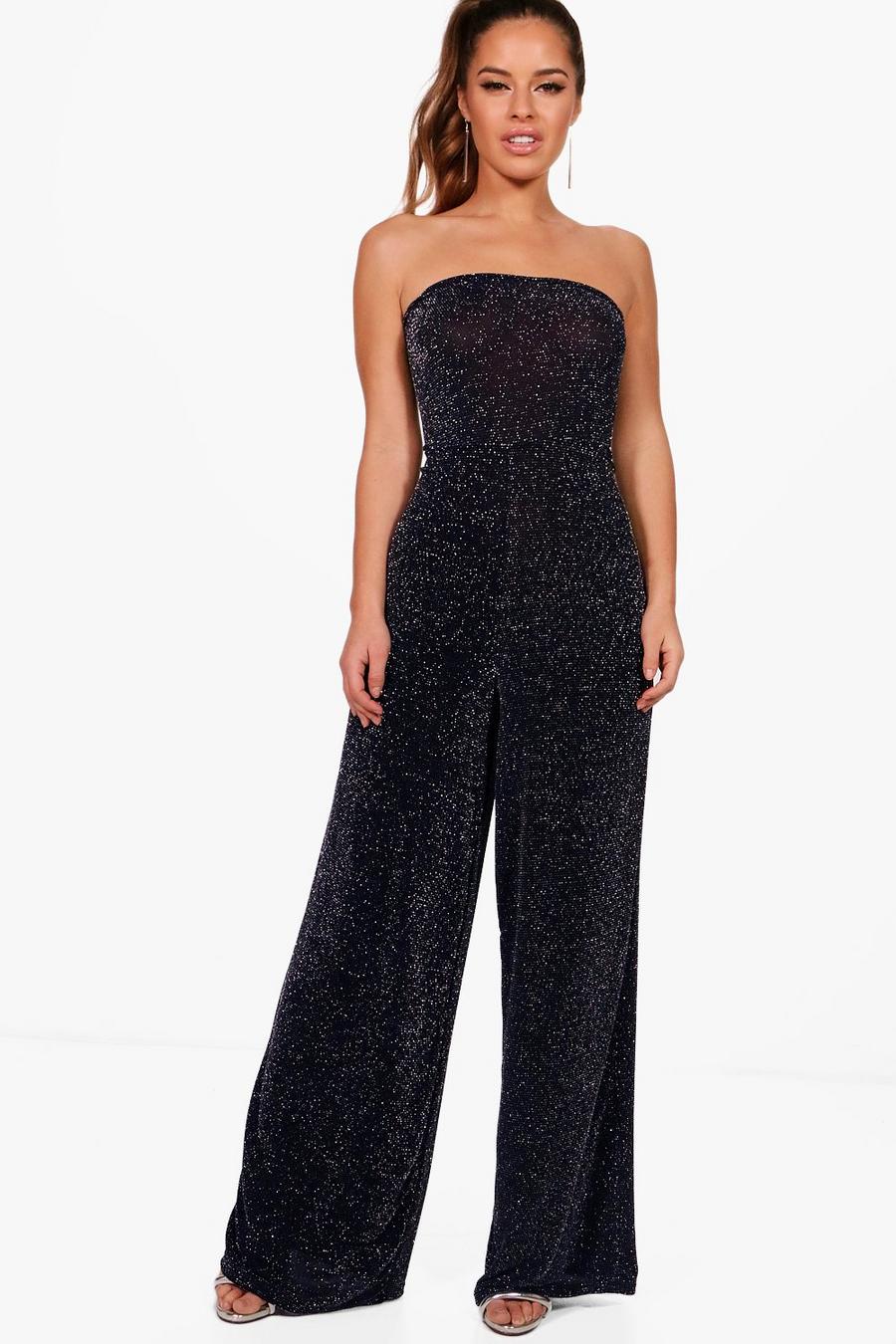 Petite Bandeau Wide Leg Sparkle Jumpsuit image number 1