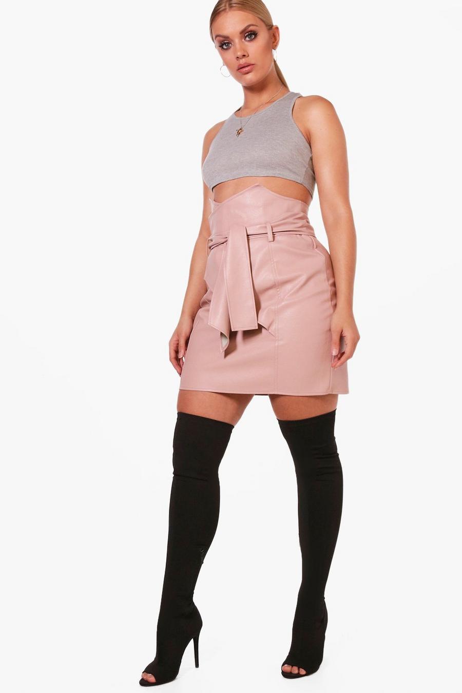 Minifalda de cintura de poliuretano papel bolsa Plus, Arena image number 1