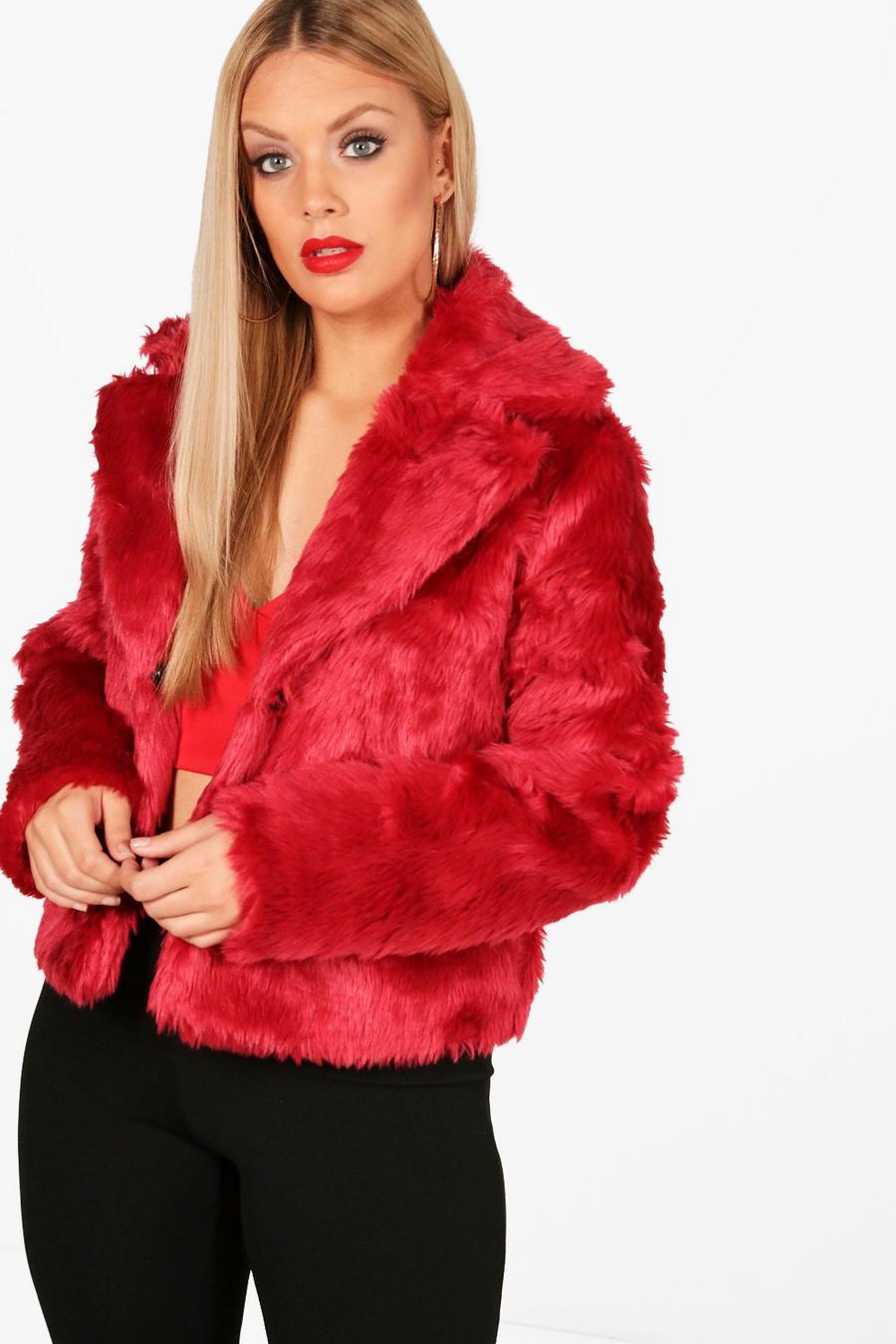 Red Plus Faux Fur Coat image number 1