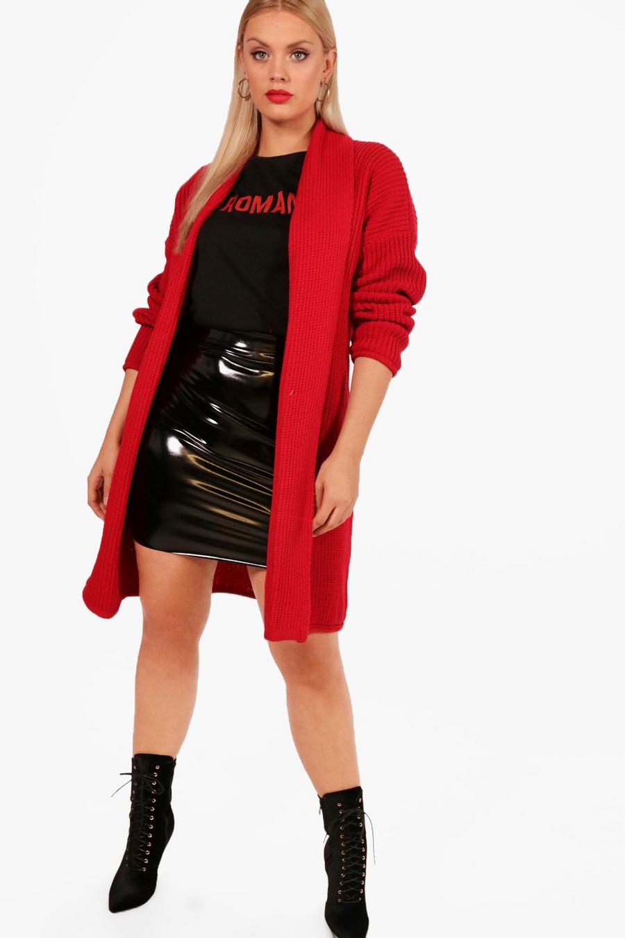 Cardigan Plus Size oversize in maglia spessa, Rosso image number 1