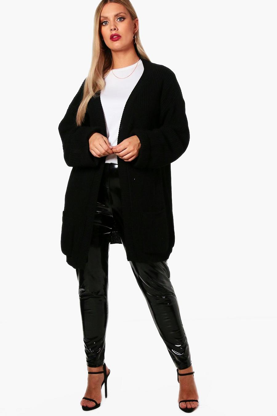 Cardigan Plus Size oversize in maglia spessa, Nero image number 1