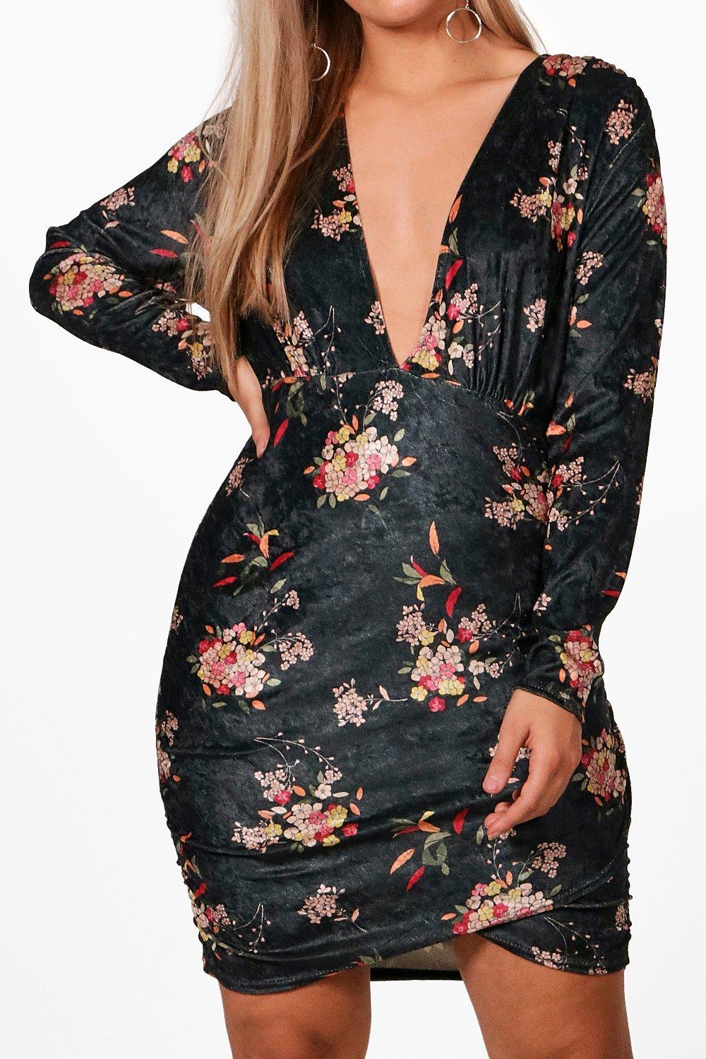 printed velvet dress