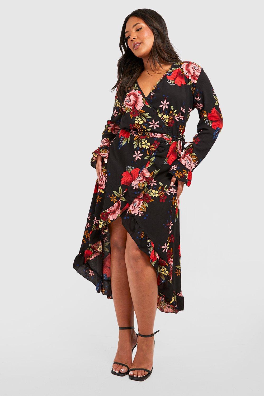 Floral midi dress outlet boohoo