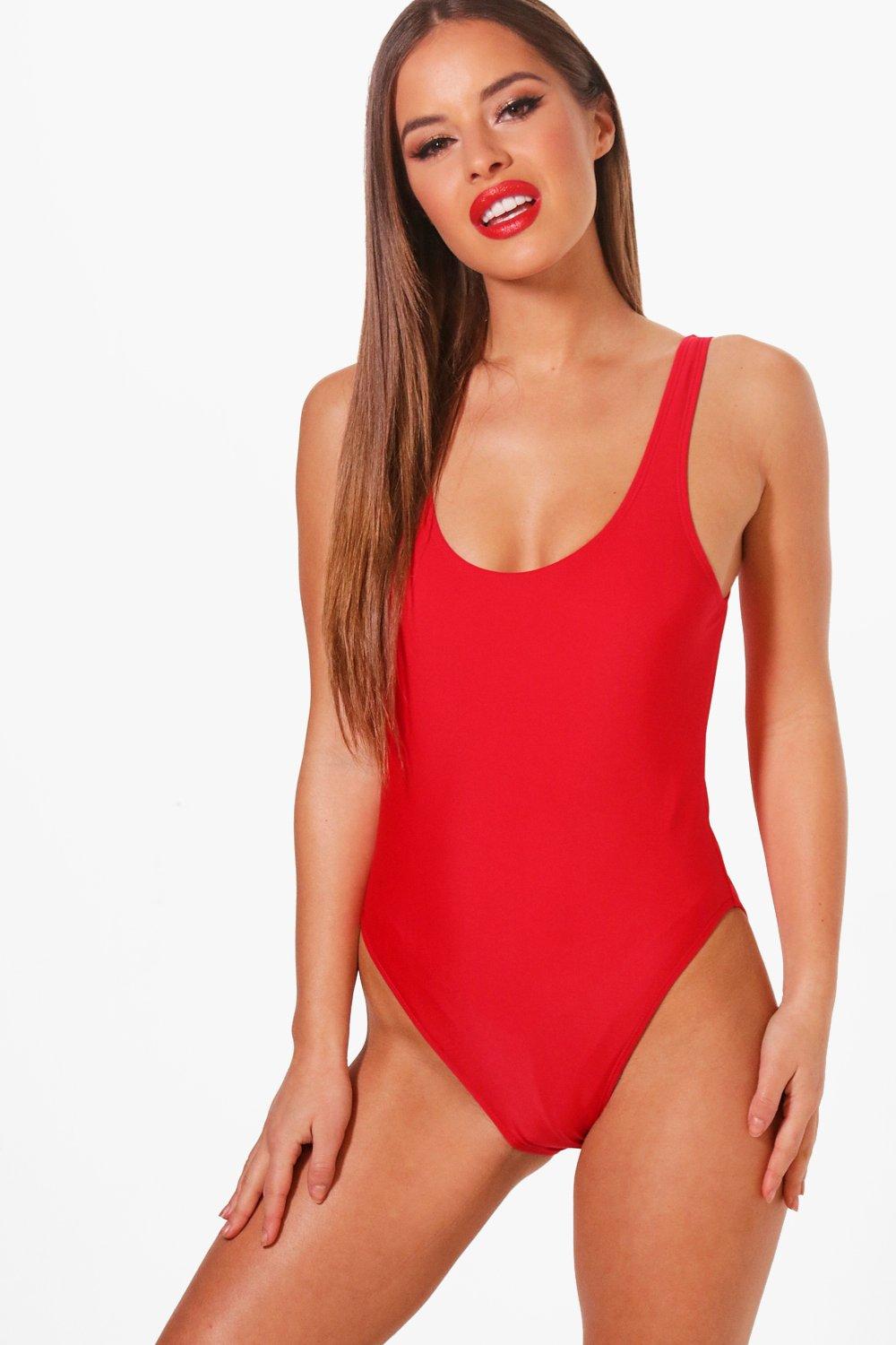 red swimsuit