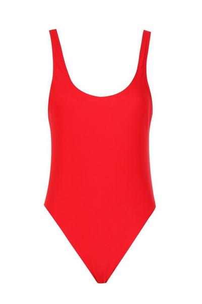 boohoo red Petite Basic Red Swimsuit