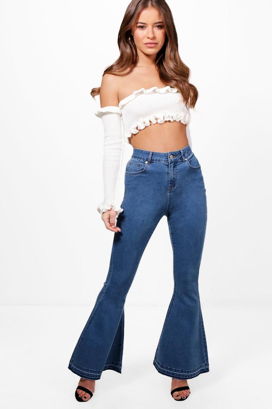 Blue Petite Flared Jeans image number 1