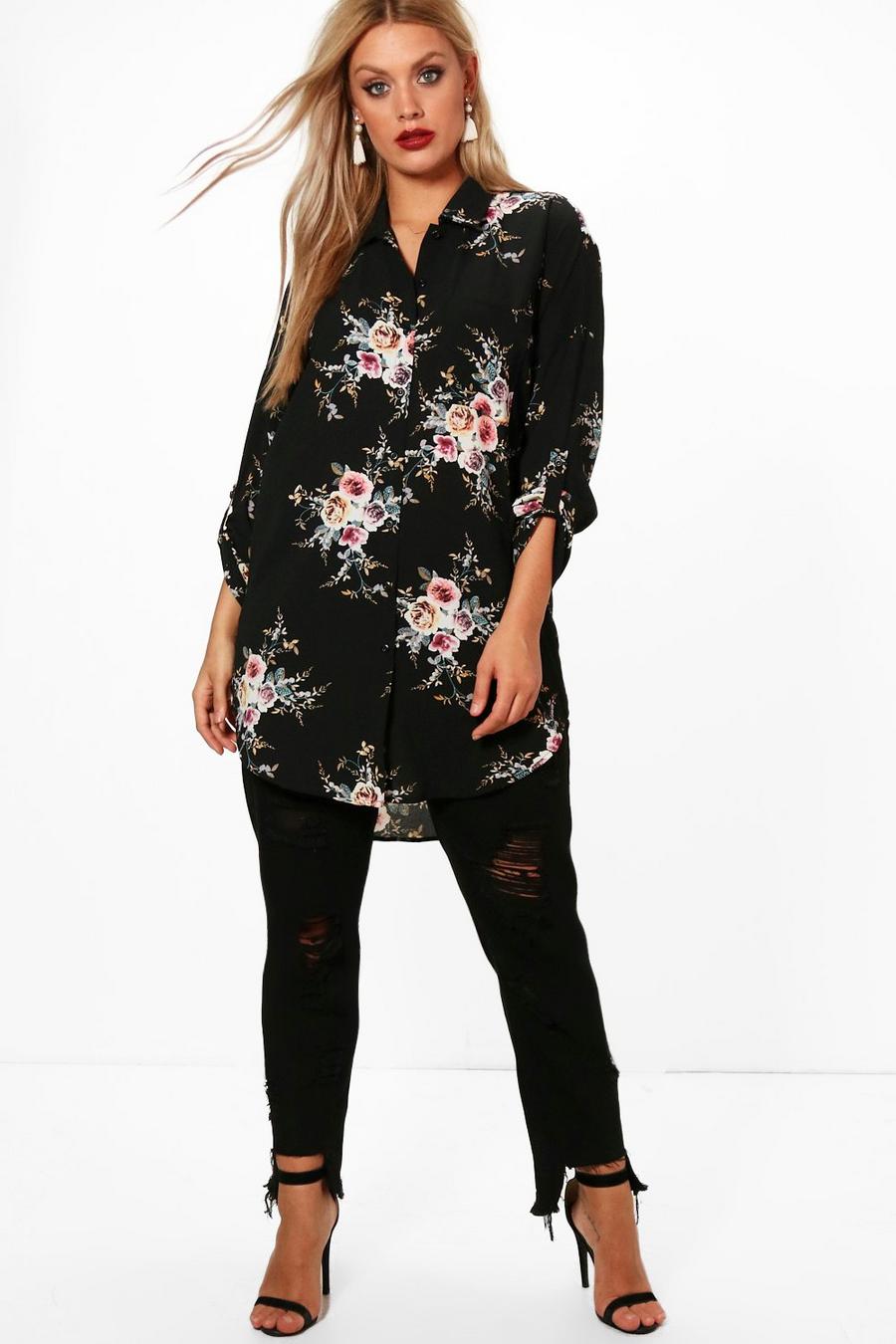 Plus Daisy Floral Oversized Shirt image number 1