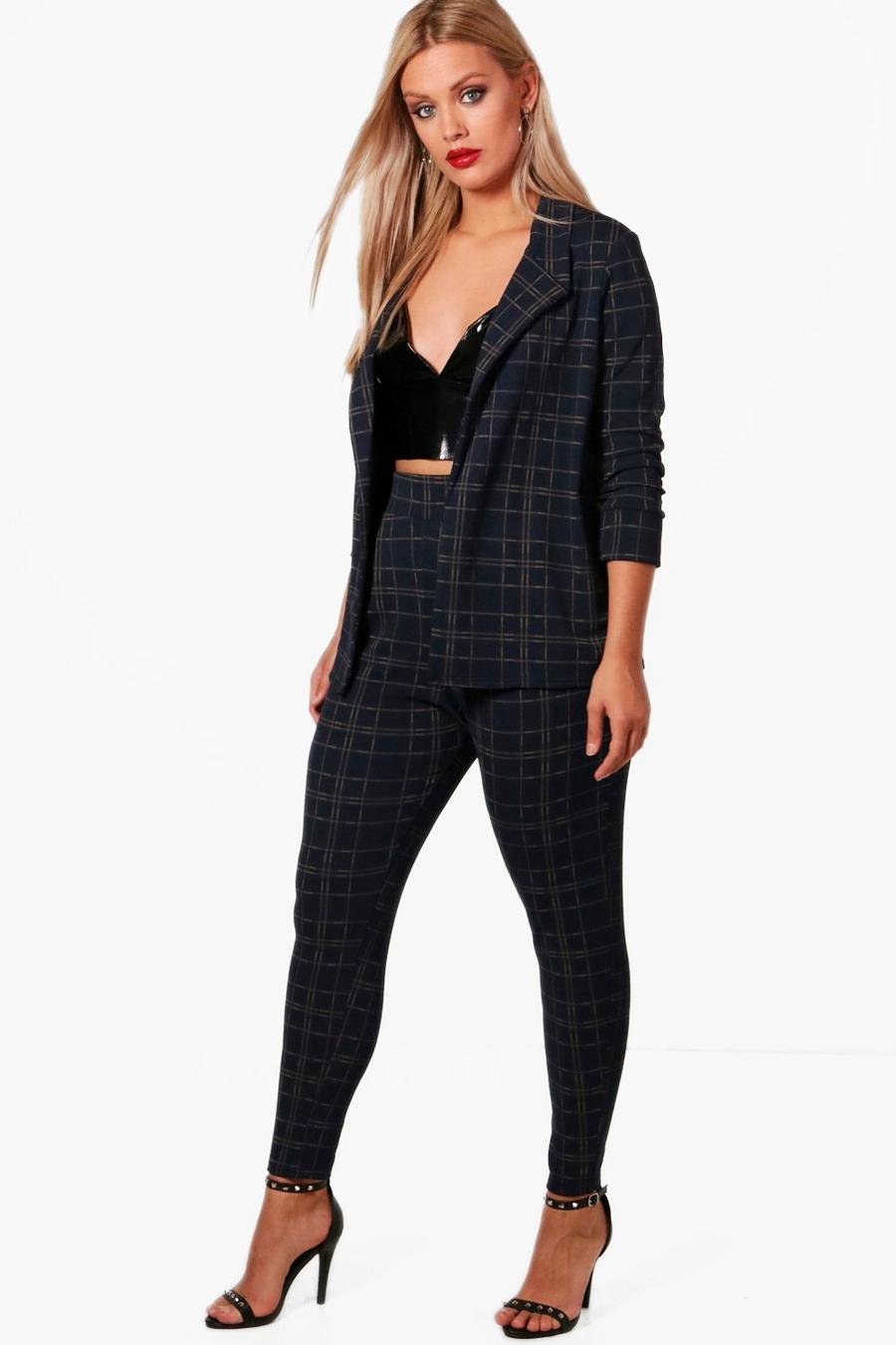 Plus Emmie Check Blazer + Tailored Pants Set image number 1