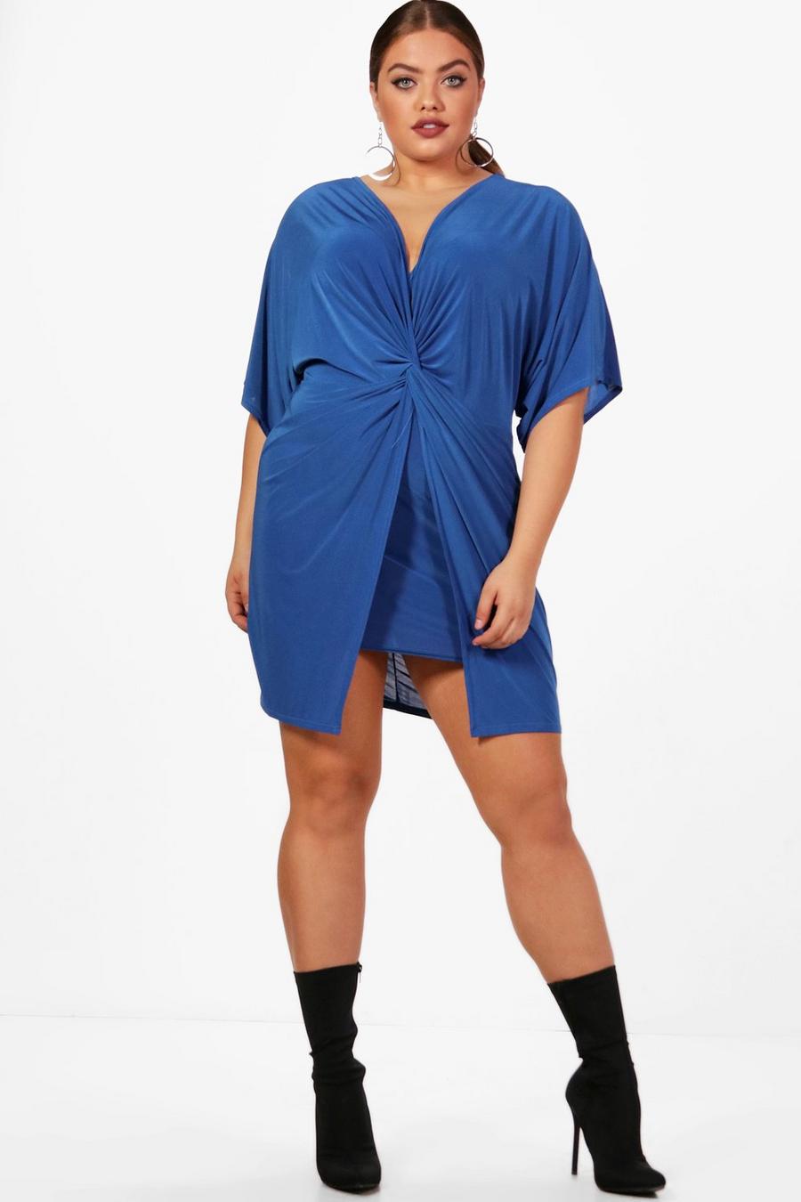 Cobalt Plus - Bodyconklänning med knytdetalj och kimonoärm image number 1