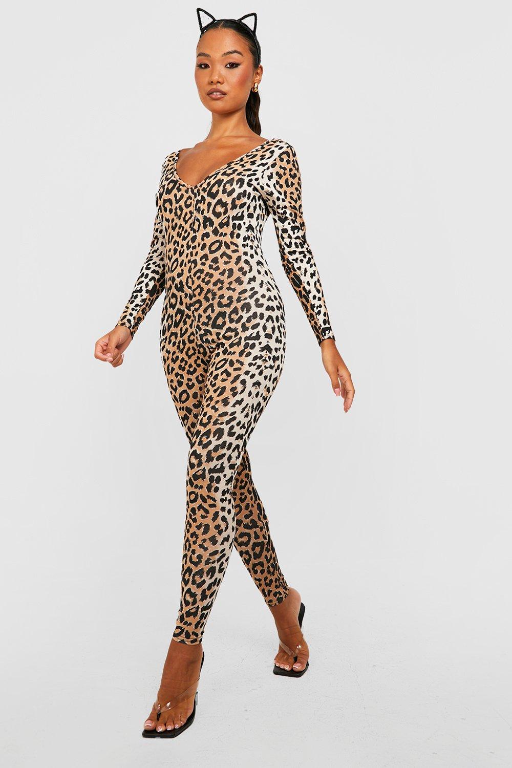 Leopard Full Body Suit Leggings Fitted Jumpsuit For Women - Buy