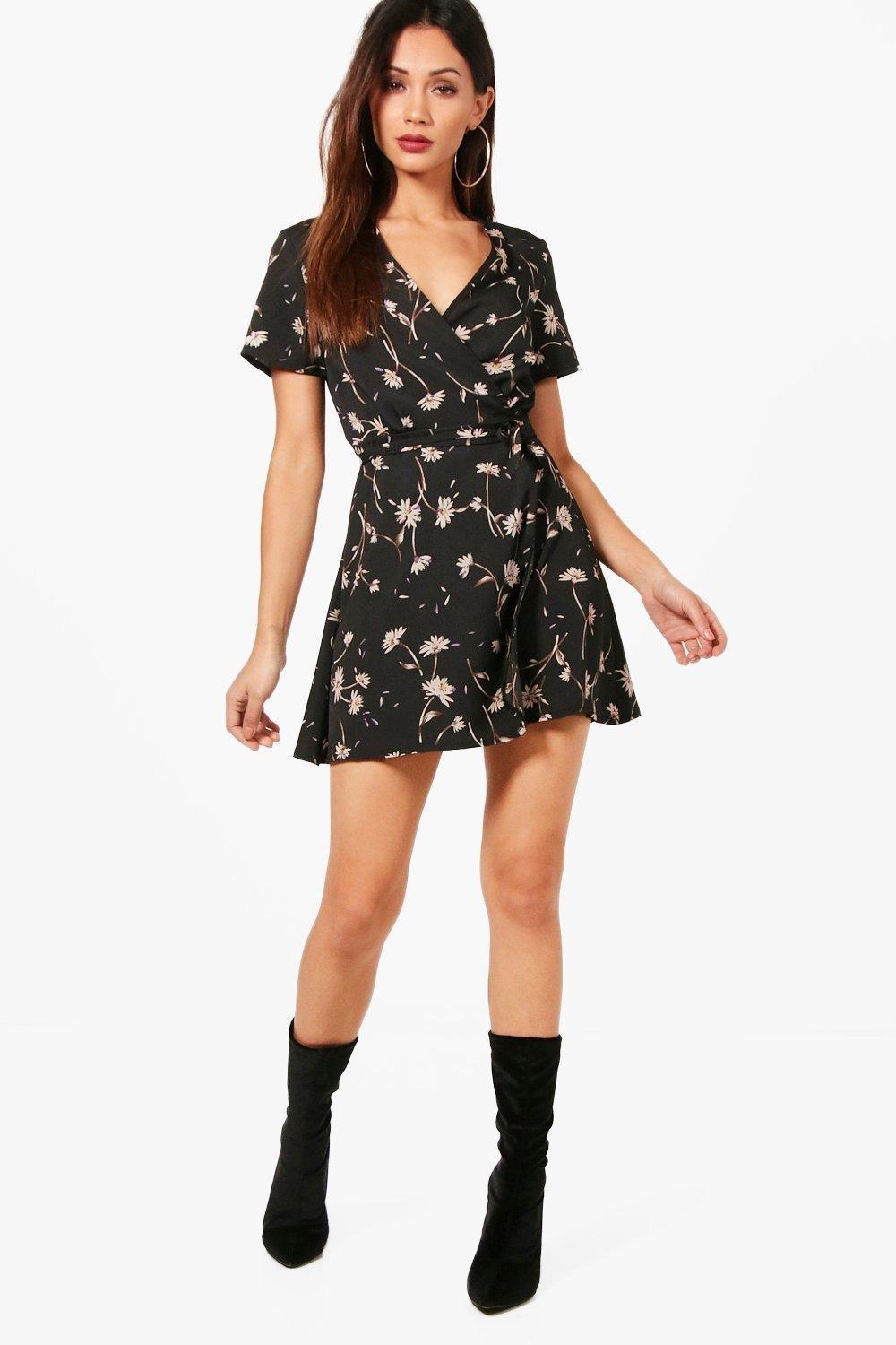 boohoo petite wrap dress