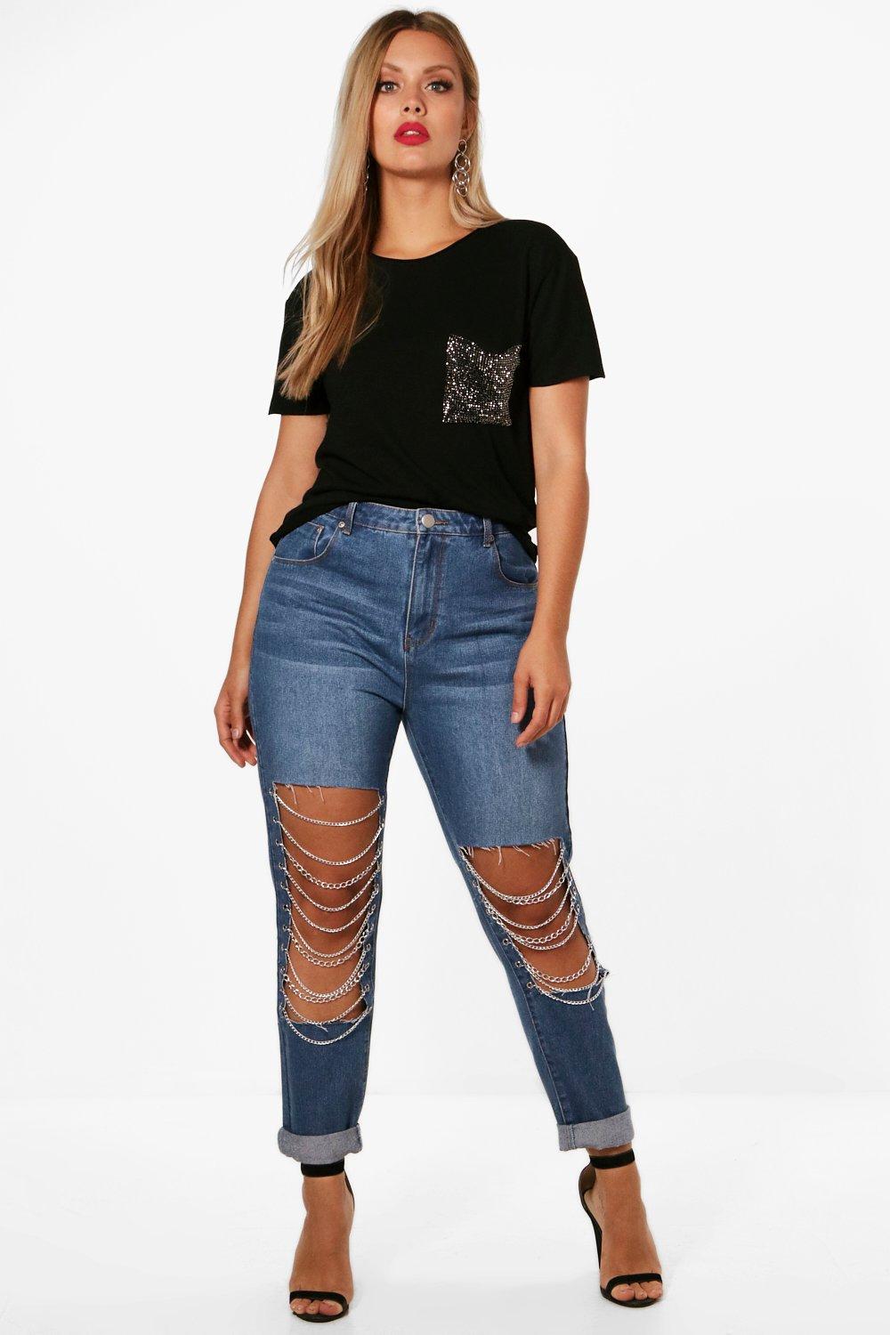 plus size ripped mom jeans