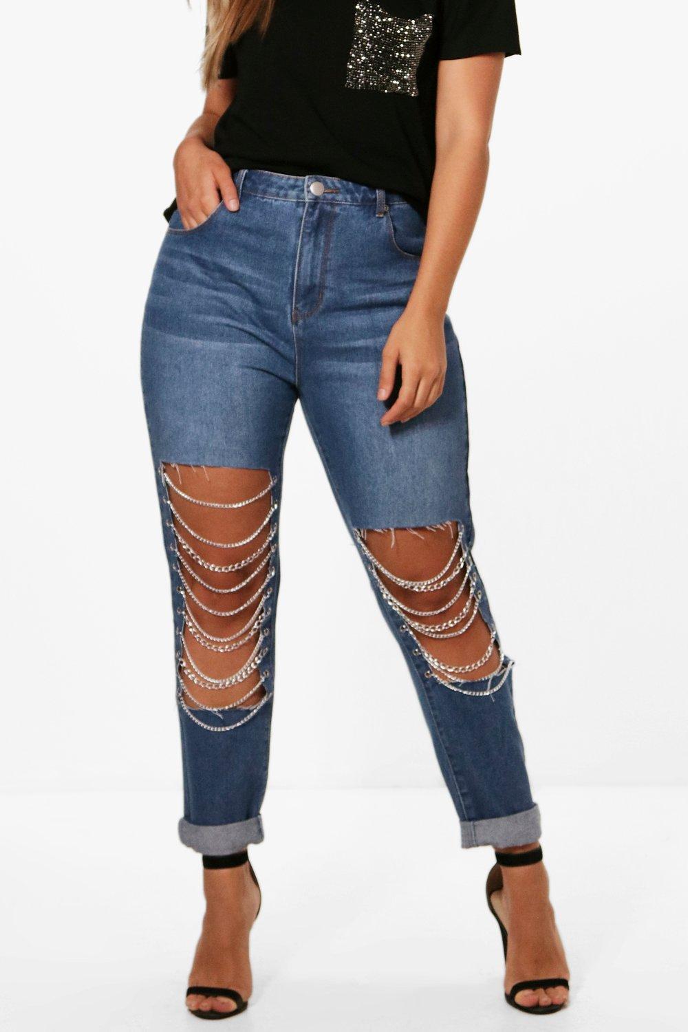 ripped chain jeans