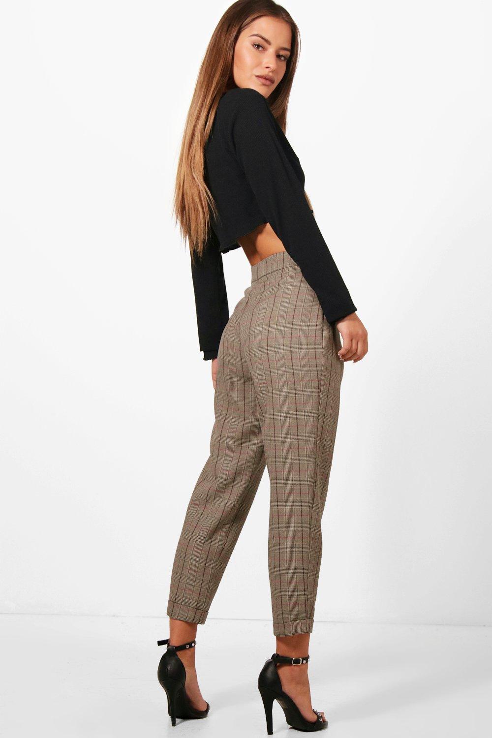 petite checked trousers