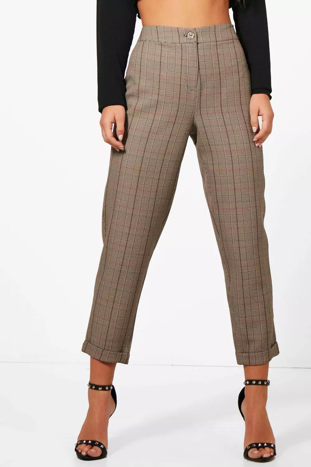 Brown Petite  Checked Tapered Trouser alternative image