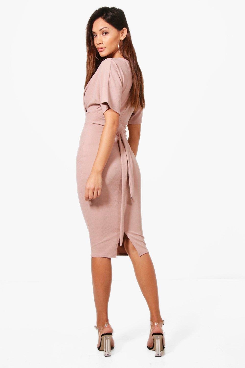 Petite tie waist on sale formal wiggle midi dress