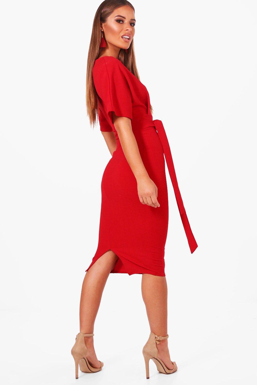 Boohoo petite red store dress