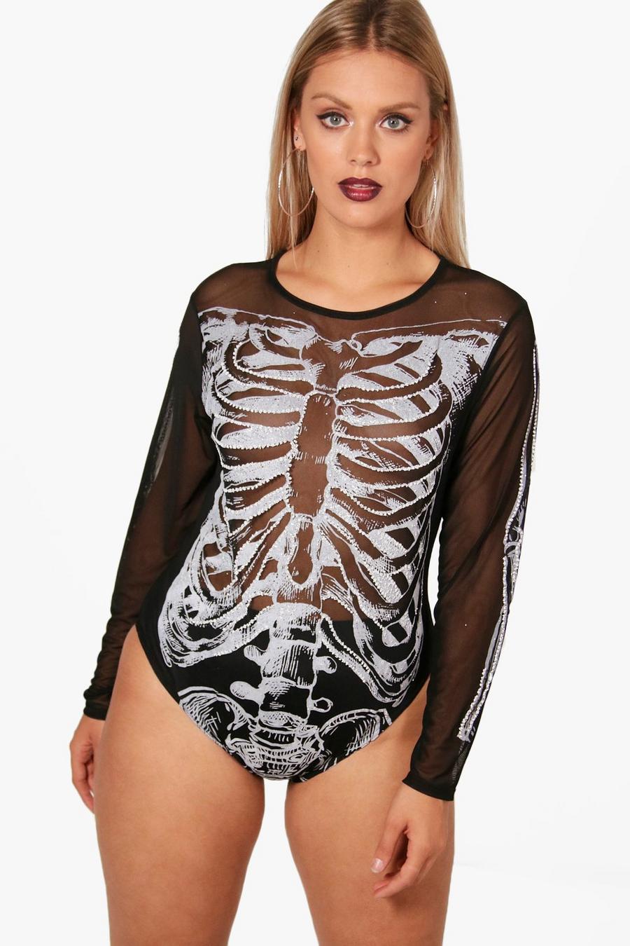 Plus Tara Halloween-Body mit Skelett-Print, Schwarz image number 1