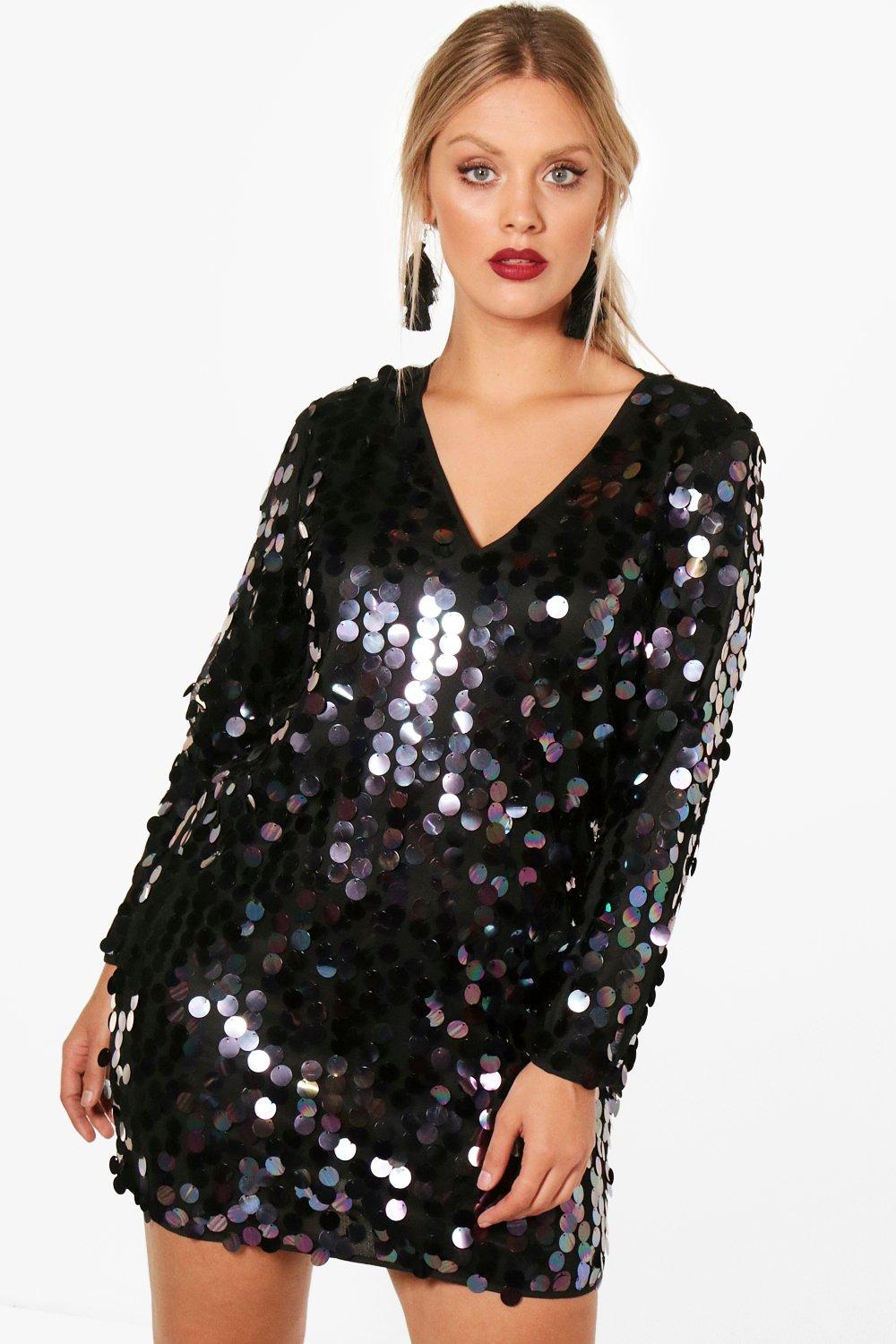 boohoo sequin shift dress