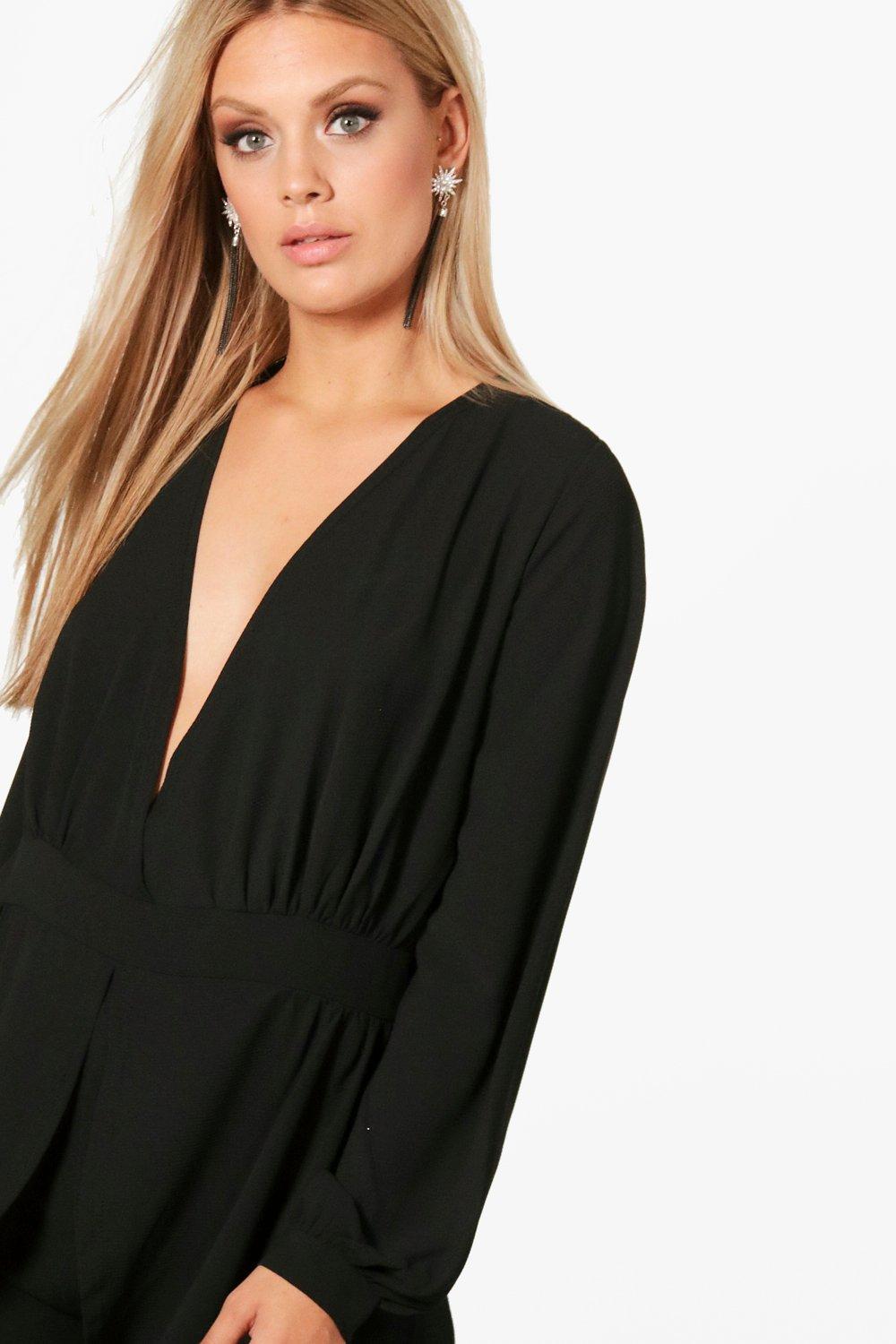 Plus Tie Sleeve Wrap Front Romper