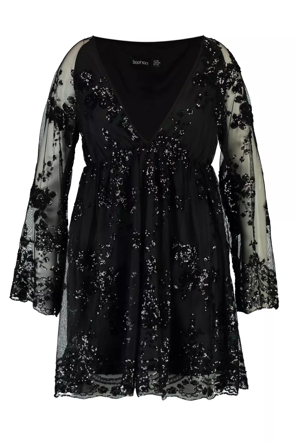 Plus floral sequin 2025 wrap skater dress