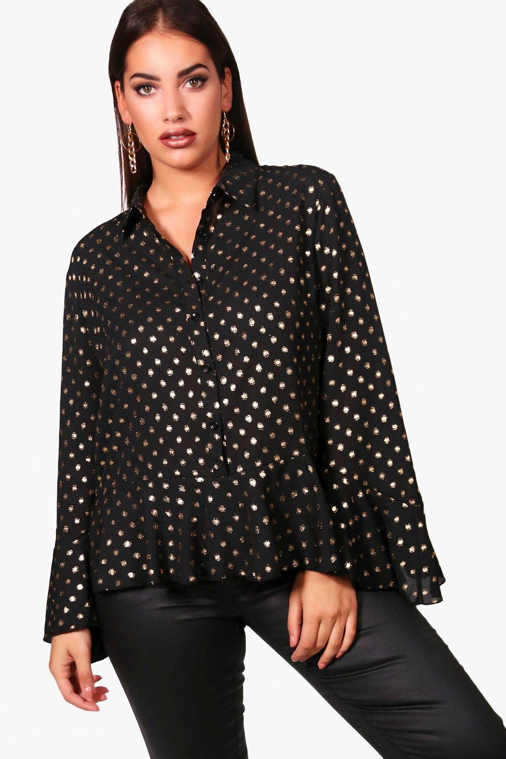 boohoo metallic spot dress