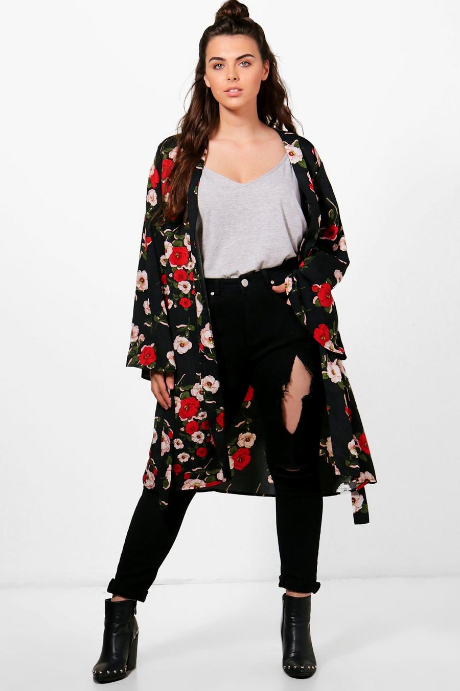 Plus Kerry Floral Belted Kimono image number 1