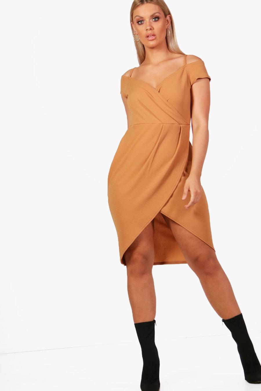 Toffee Plus Open Shoulder Wrap Bodycon Dress image number 1