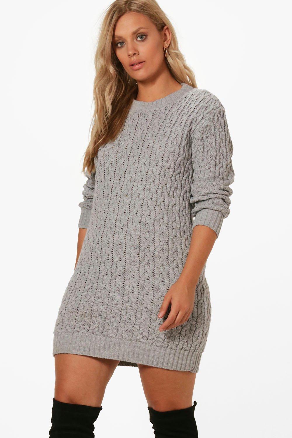 Plus Cable Knitted Sweater Dress