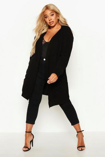 Plus Boyfriend Knitted Cardigan black